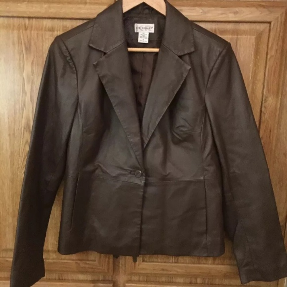 Kim Rogers Brown Leather Jacket Size Medium
